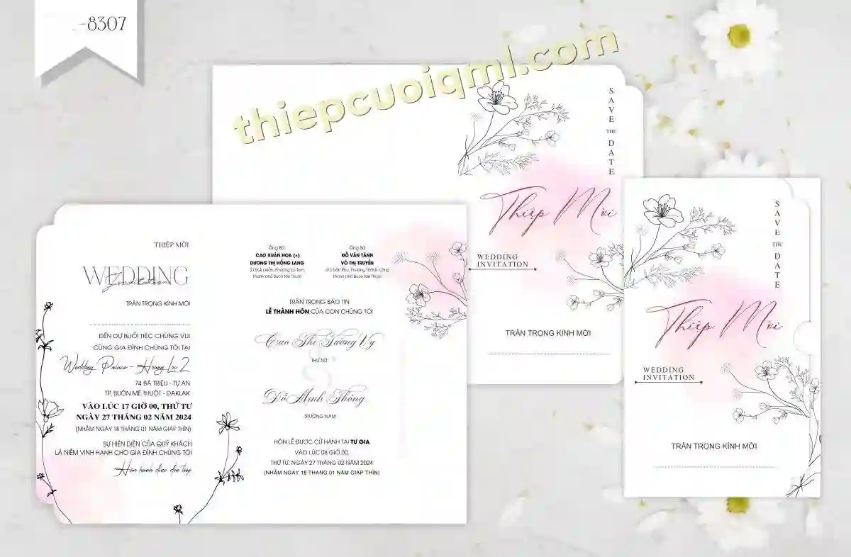 Mẫu thiệp cưới Siêu rẻ HG8307