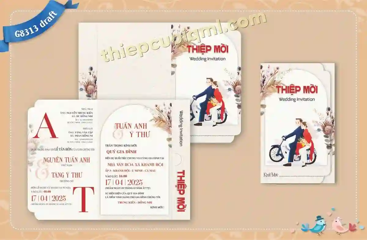 Mẫu thiệp cưới Siêu rẻ HG8313Kraft