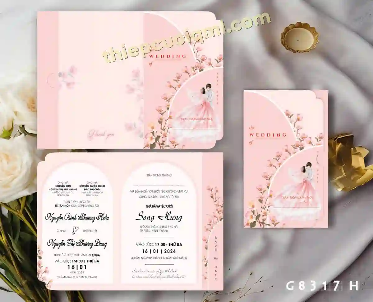 Mẫu thiệp cưới Siêu rẻ HG8.17Hong