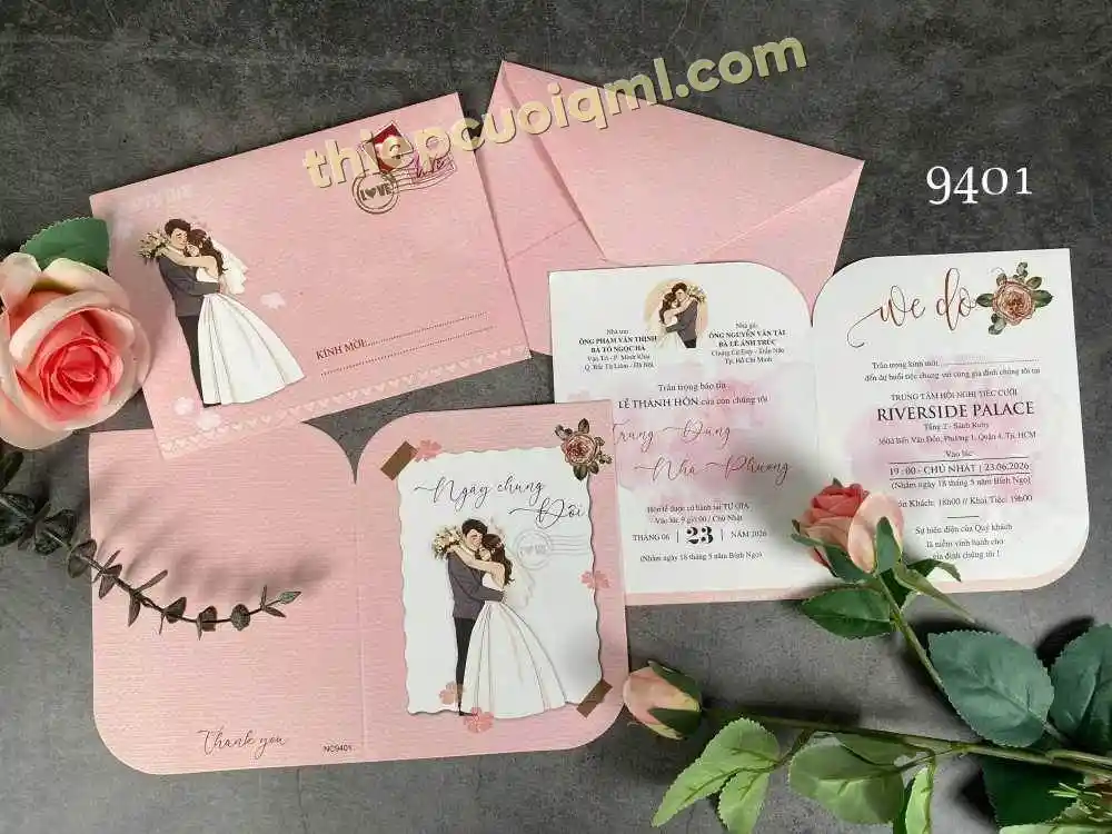 Thiệp cưới cao cấp ép kim y26-9401