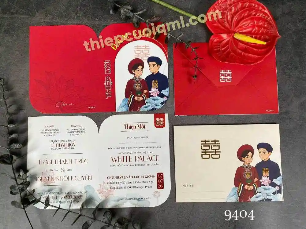Thiệp cưới hiện đại ép kim Y26-9404