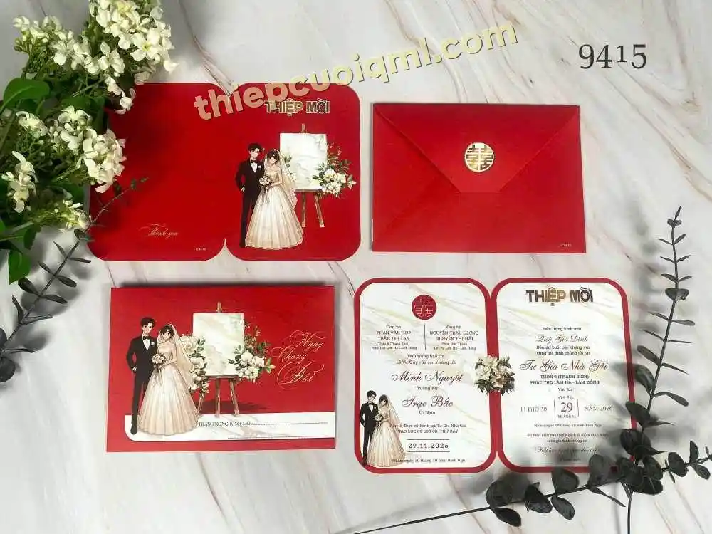 Thiệp cưới tiếng Anh Y26-9415