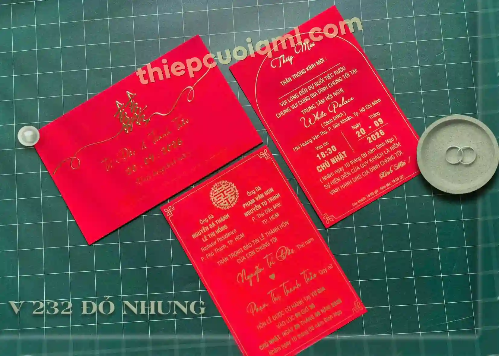 Thiệp cưới Chữ Hỷ Bế Nổi