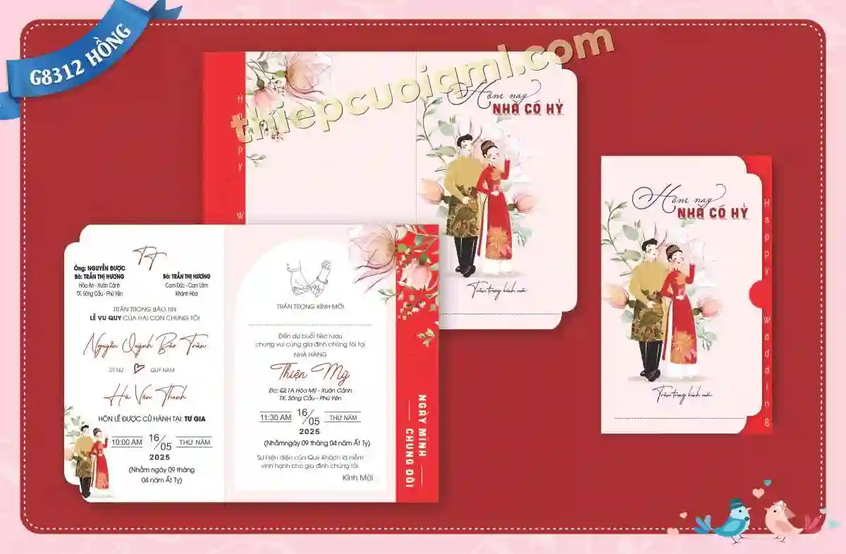 thiệp cưới số lượng ít 8312 hong