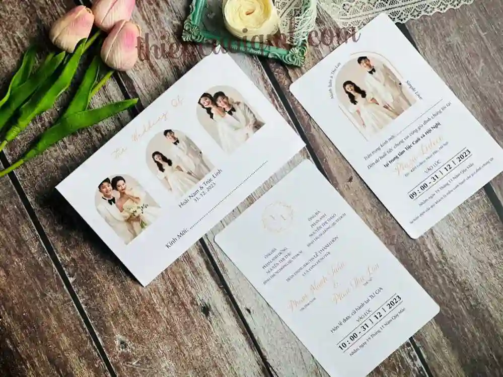 Mẫu thiệp cưới in hình cô dâu chú rể K23 28