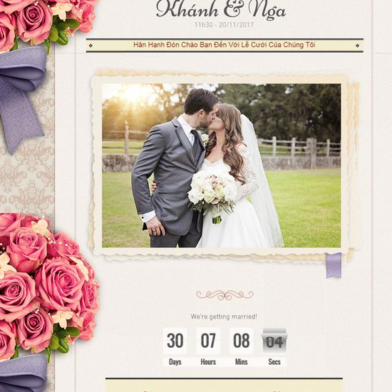 Tạo thiệp cưới online phong cách hoa sang trọng